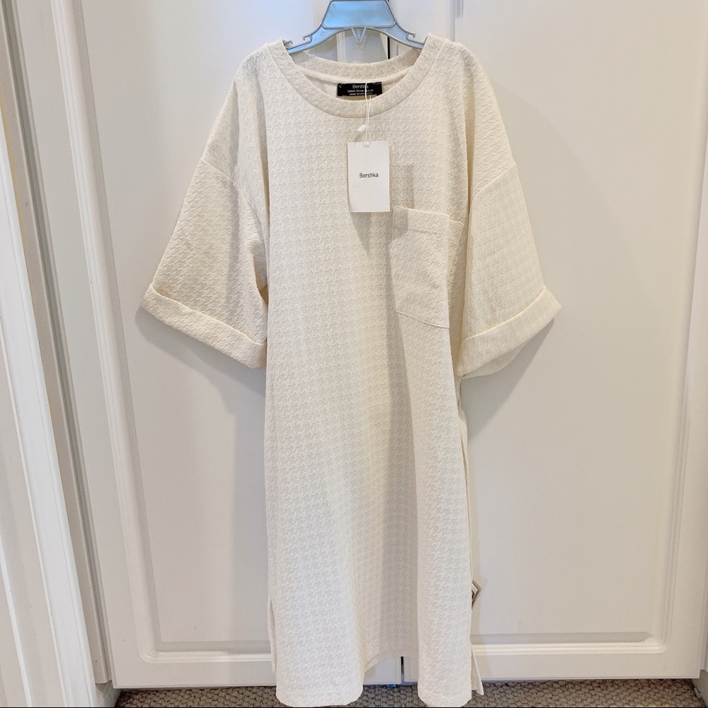 Bershka houndstooth belt t shirt dress